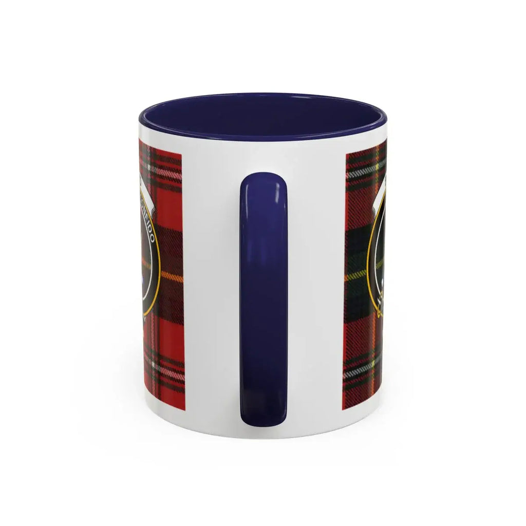 Boyd Confido tartan mug 15oz with navy handle — Scottish clan crest on glossy white ceramic