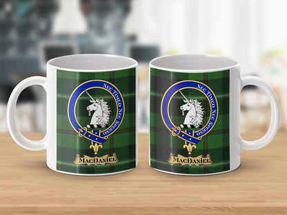 Clan MacDaniel Scottish Tartan Crest Design Mug - Living Stone Gifts