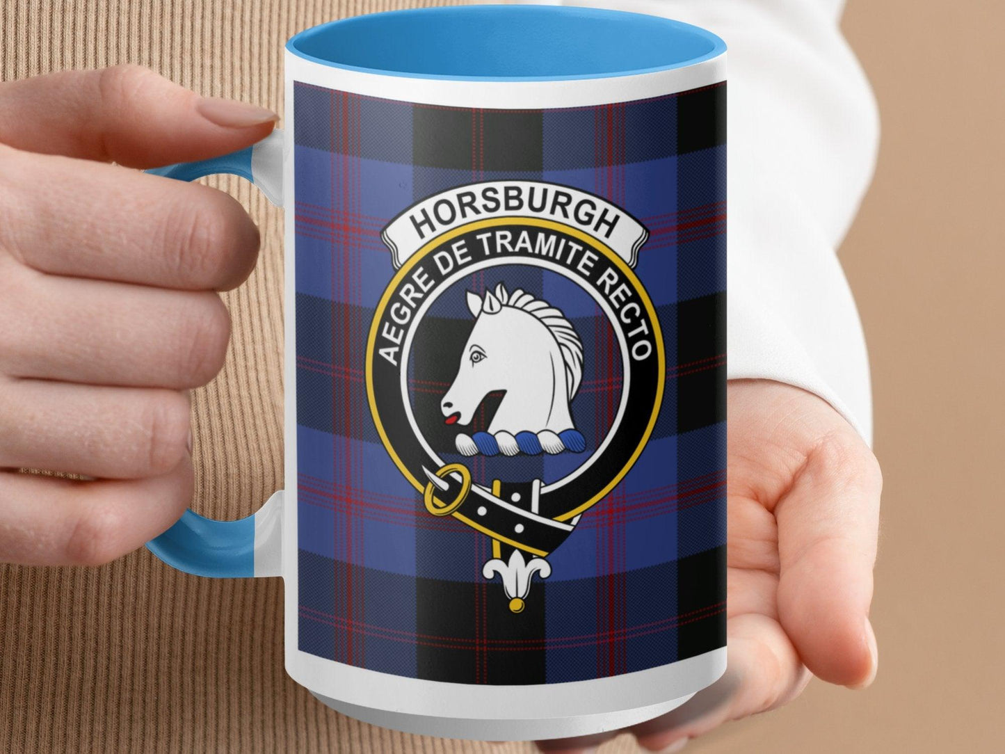 Horsburgh Clan Tartan Crest Plaid Pattern Coffee Mug - Living Stone Gifts