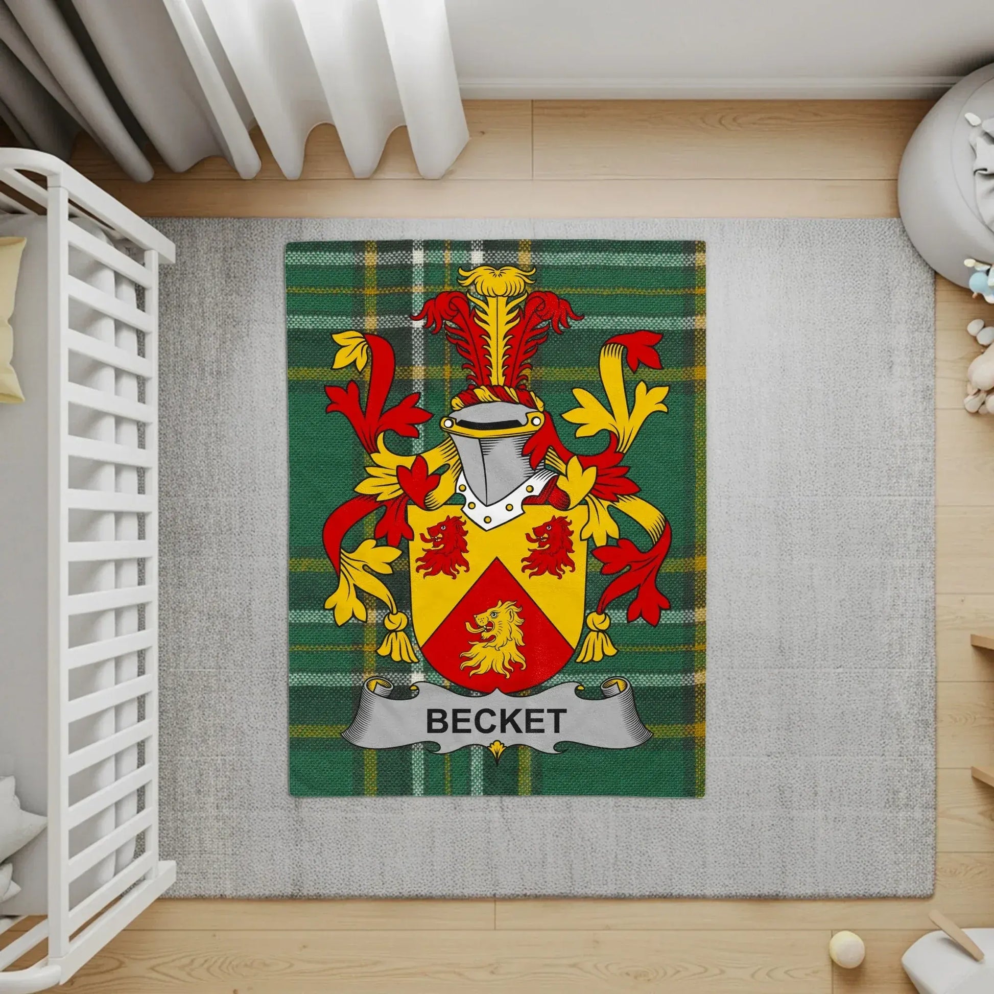 Personalized Becket Family Crest Tartan Rug product type