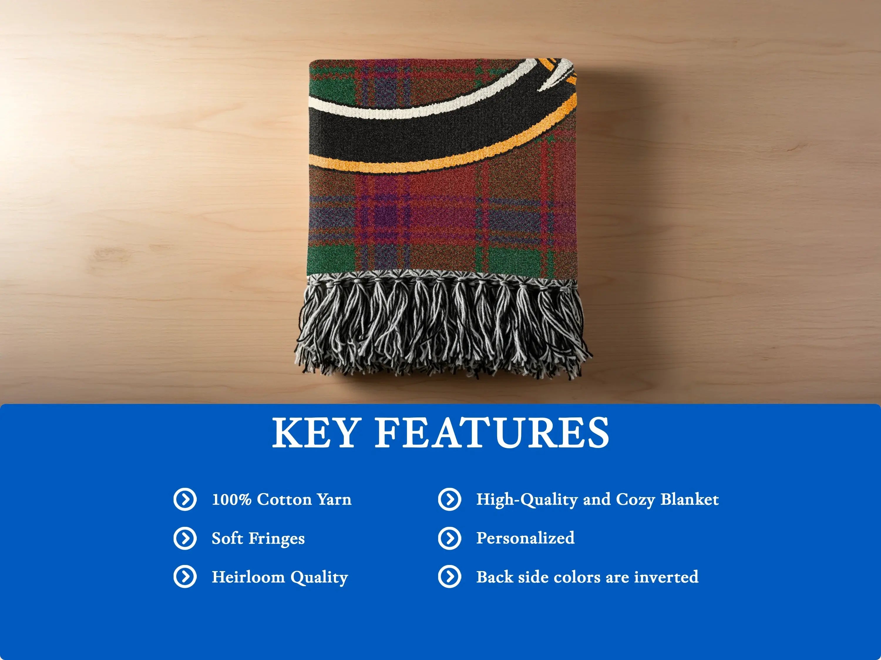 Personalized Heirloom Quality Cozy Blanket with Soft Fringes