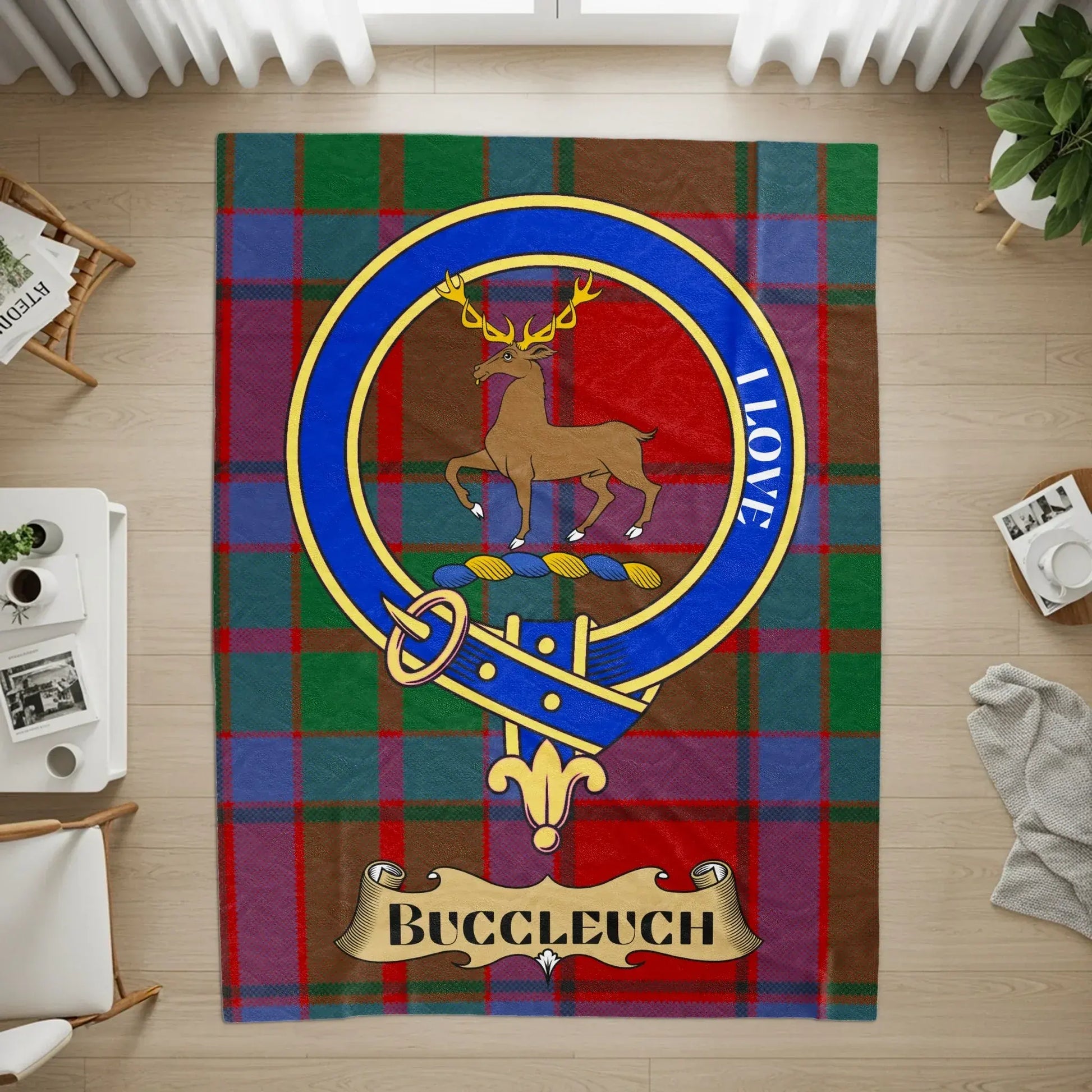I Love Buccleuch Family Crest Tartan Rug product