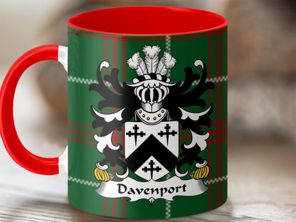 Davenport Welsh Surname Coat of Arms Tartan Mug - Living Stone Gifts