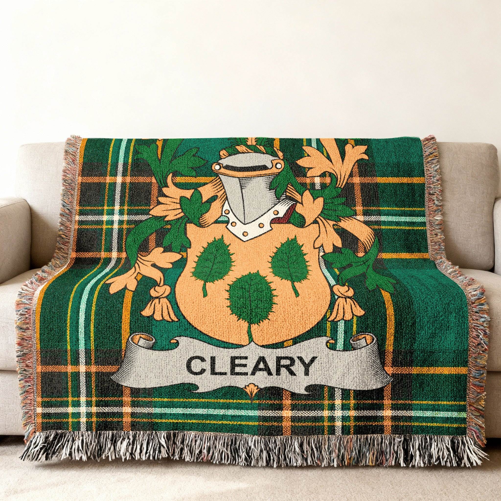 Cleary Family Crest Green Plaid Blanket product type