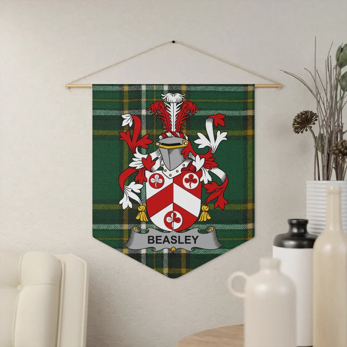 Beasley Family Crest Tartan Background Wall Decor product