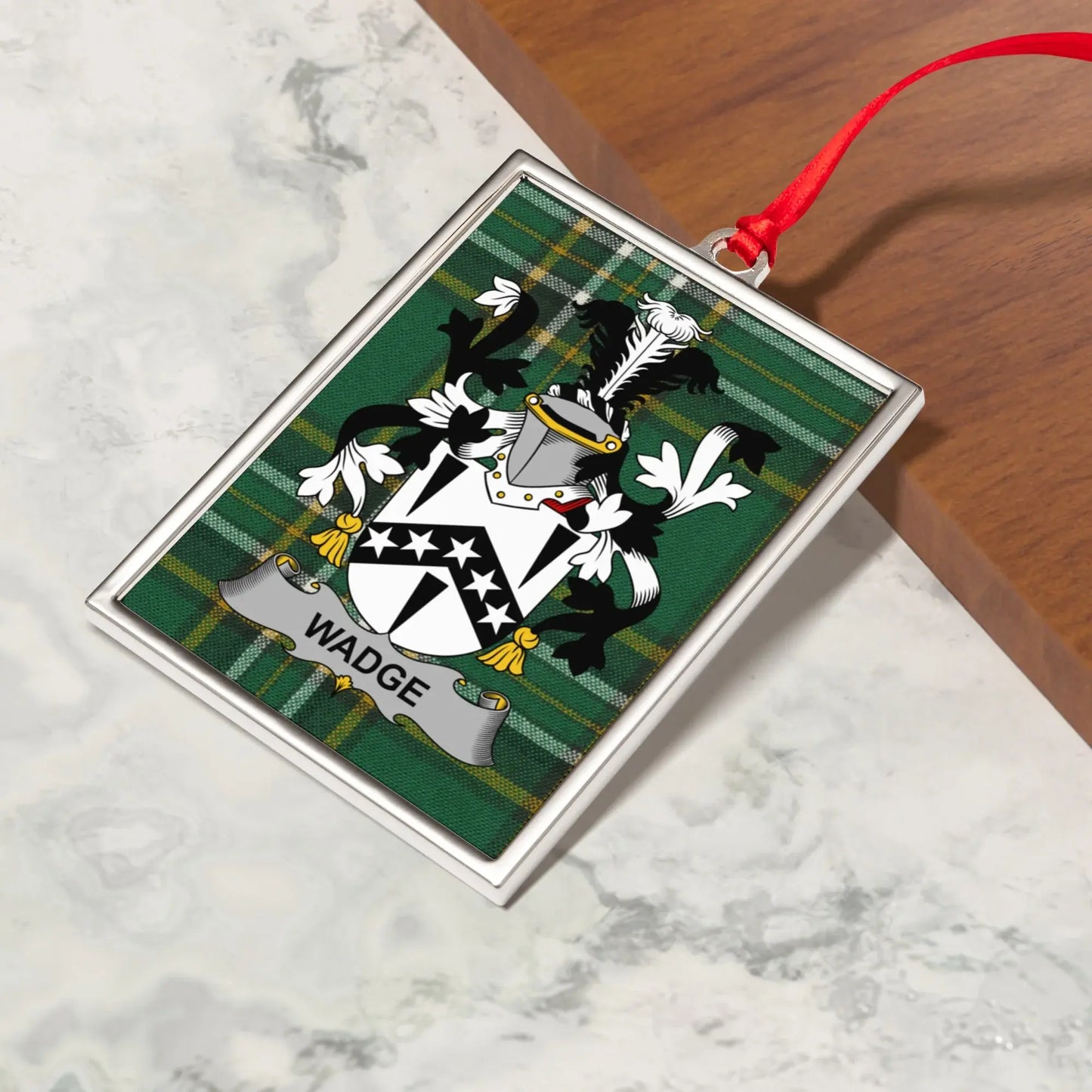 Wadge Family Crest Holiday Ornament Personalized product