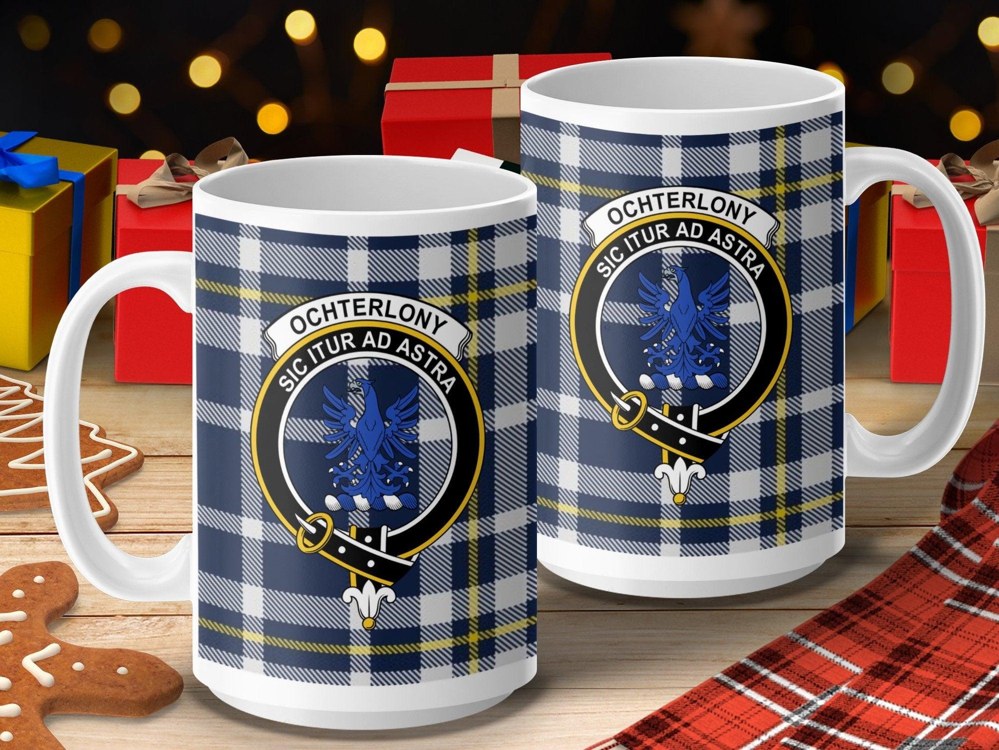 Ochterlony Clan Sicutur Ad Astra Crest Plaid Mug - Living Stone Gifts