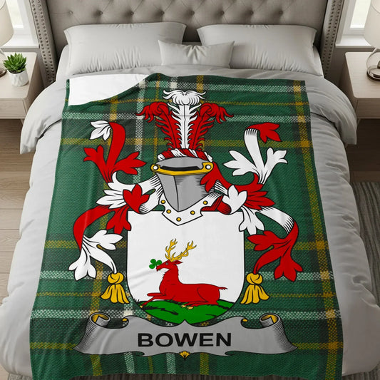Bowen Family Crest Green Tartan Blanket product