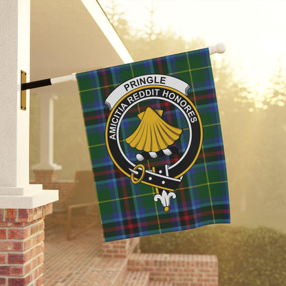 Pringle Clan Scottish Tartan Crest Garden Flag - Celtic Ancestry Gifts