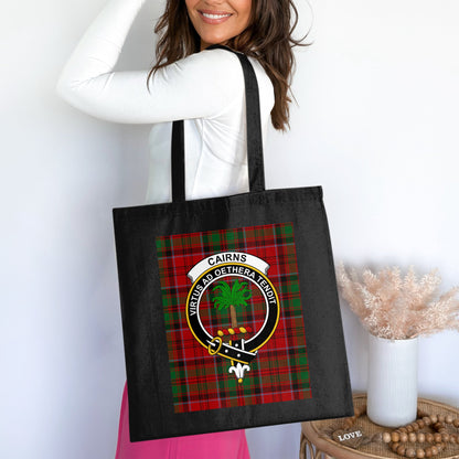 Cairns Clan Crest Tartan Background Tote Bag - Living Stone Gifts