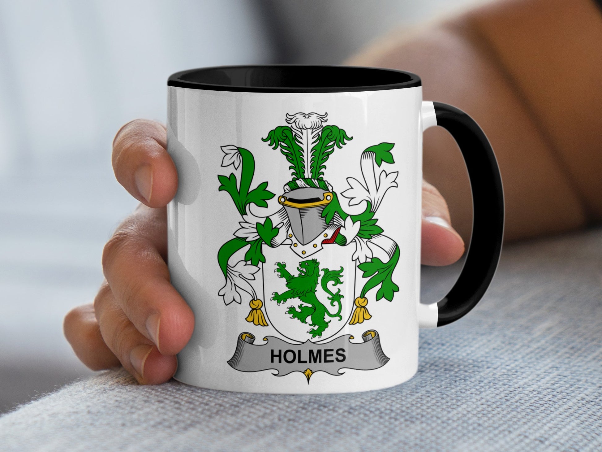 Holmes Family Coat of Arms Crest Irish Surname Mug - Living Stone Gifts