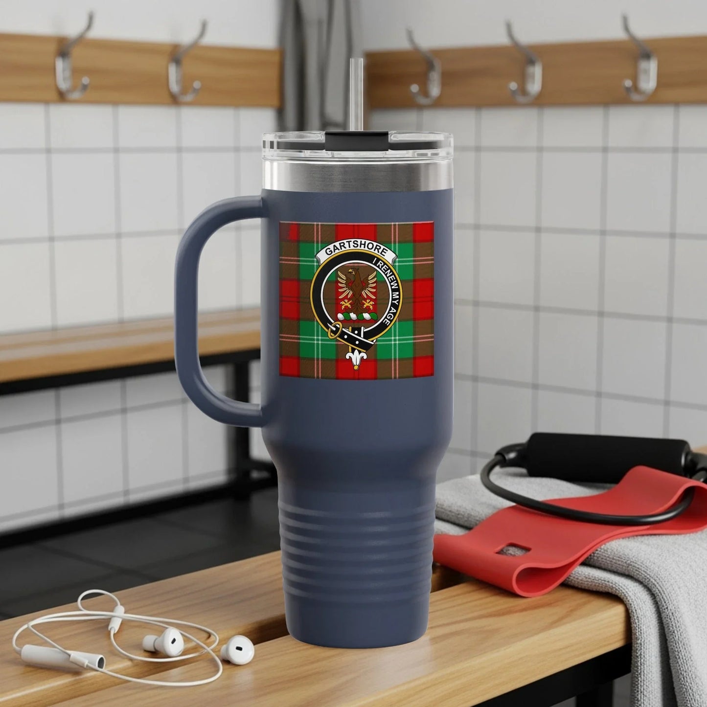 Scottish Clan Crest Tartan Travel Mug Insulated product