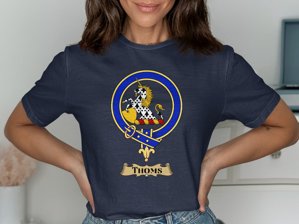 Thoms Scottish clan crest design on Navy T-shirt