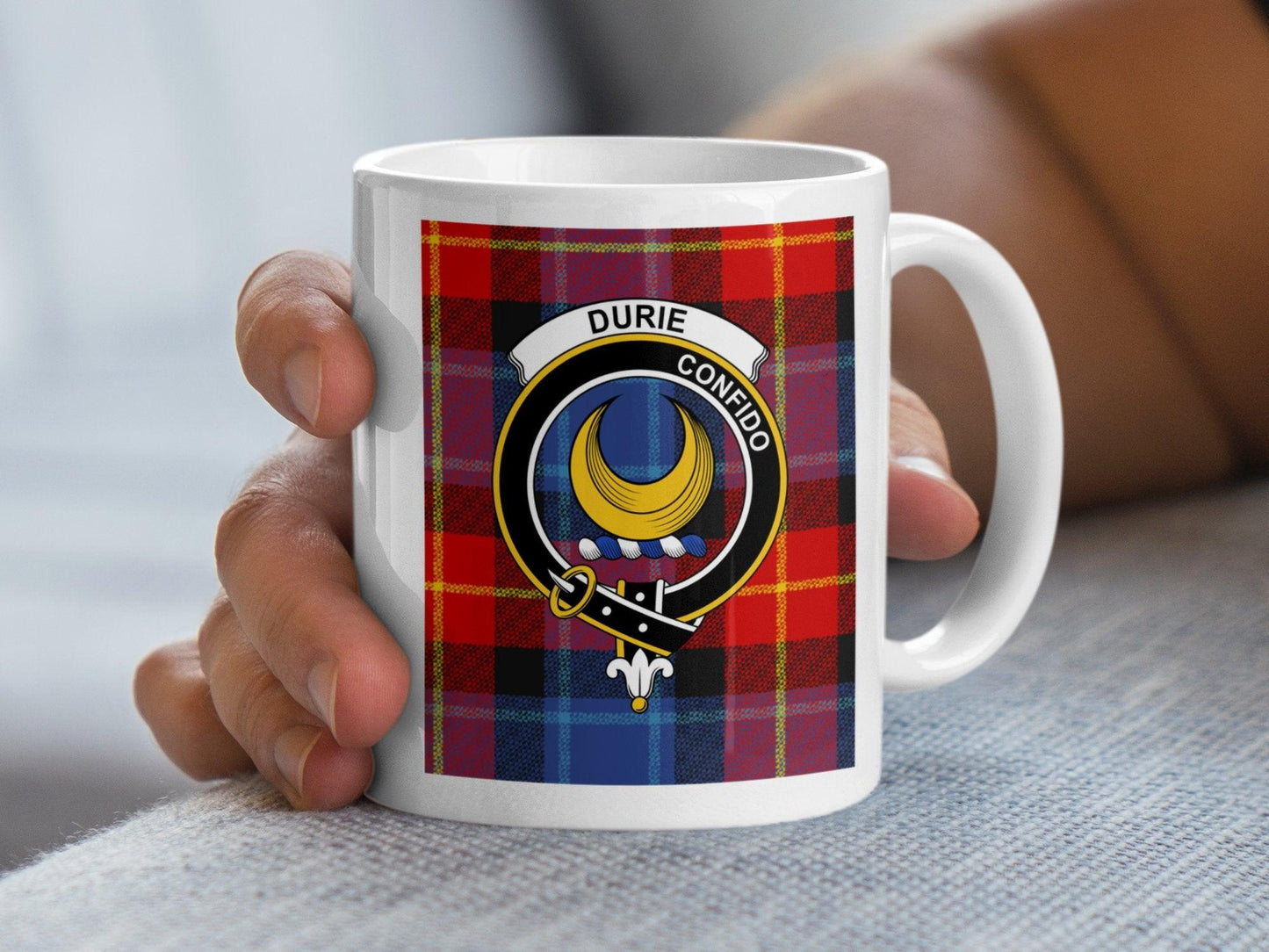 Durie Clan Crest and Tartan Plaid Mug for All Occasions - Living Stone Gifts