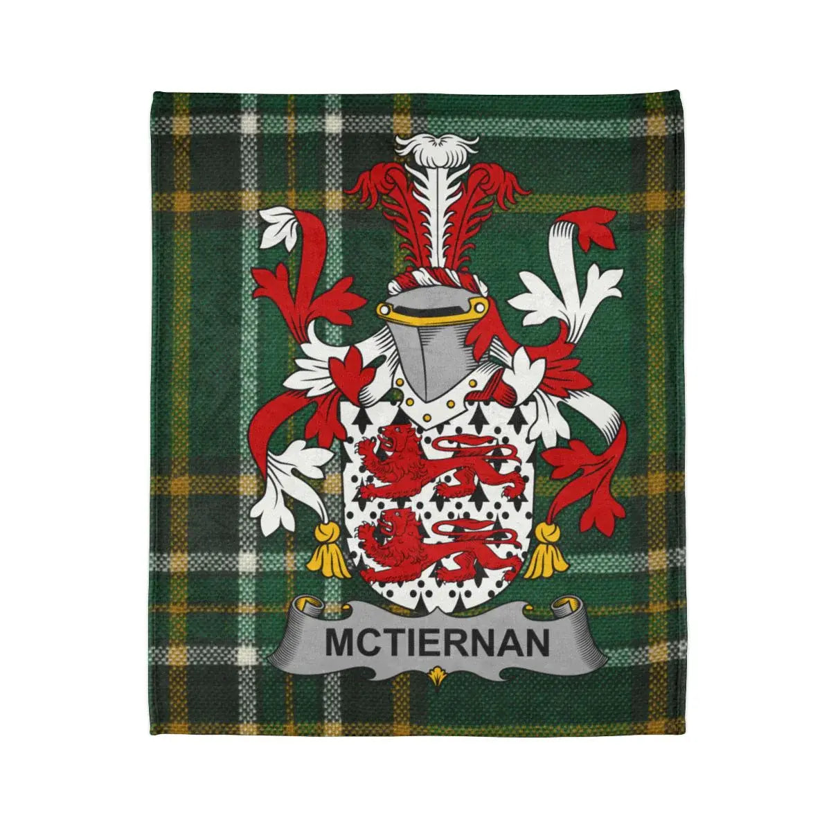 McTiernan Family Coat of Arms on Tartan product type
