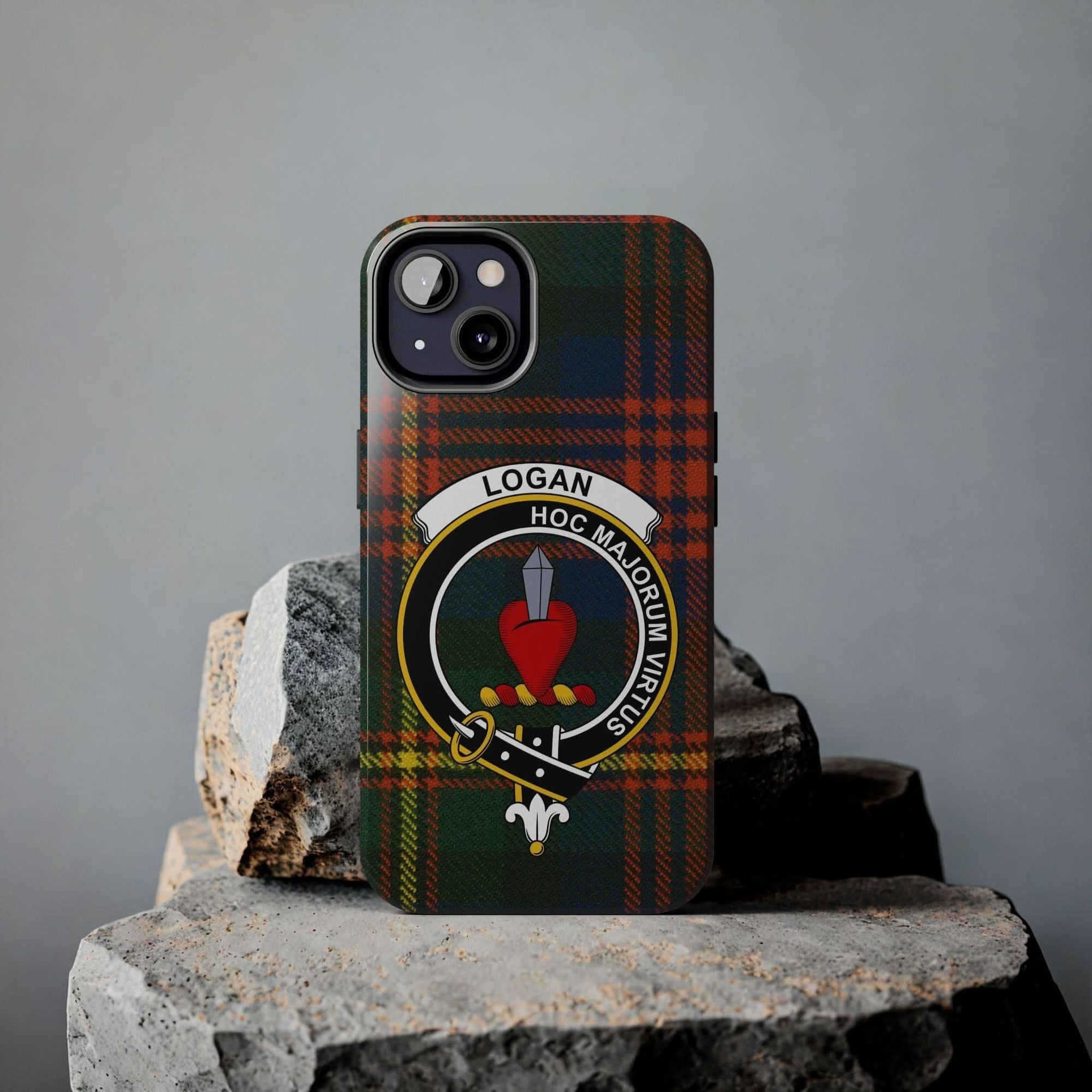 Logan Scottish Clan Crest Tartan Background Cell Phone Case - Celtic Ancestry Gifts