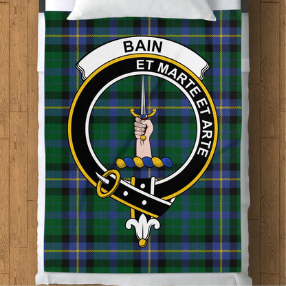 Clan Bain Crest Scottish Tartan Throw Blanket - Living Stone Gifts