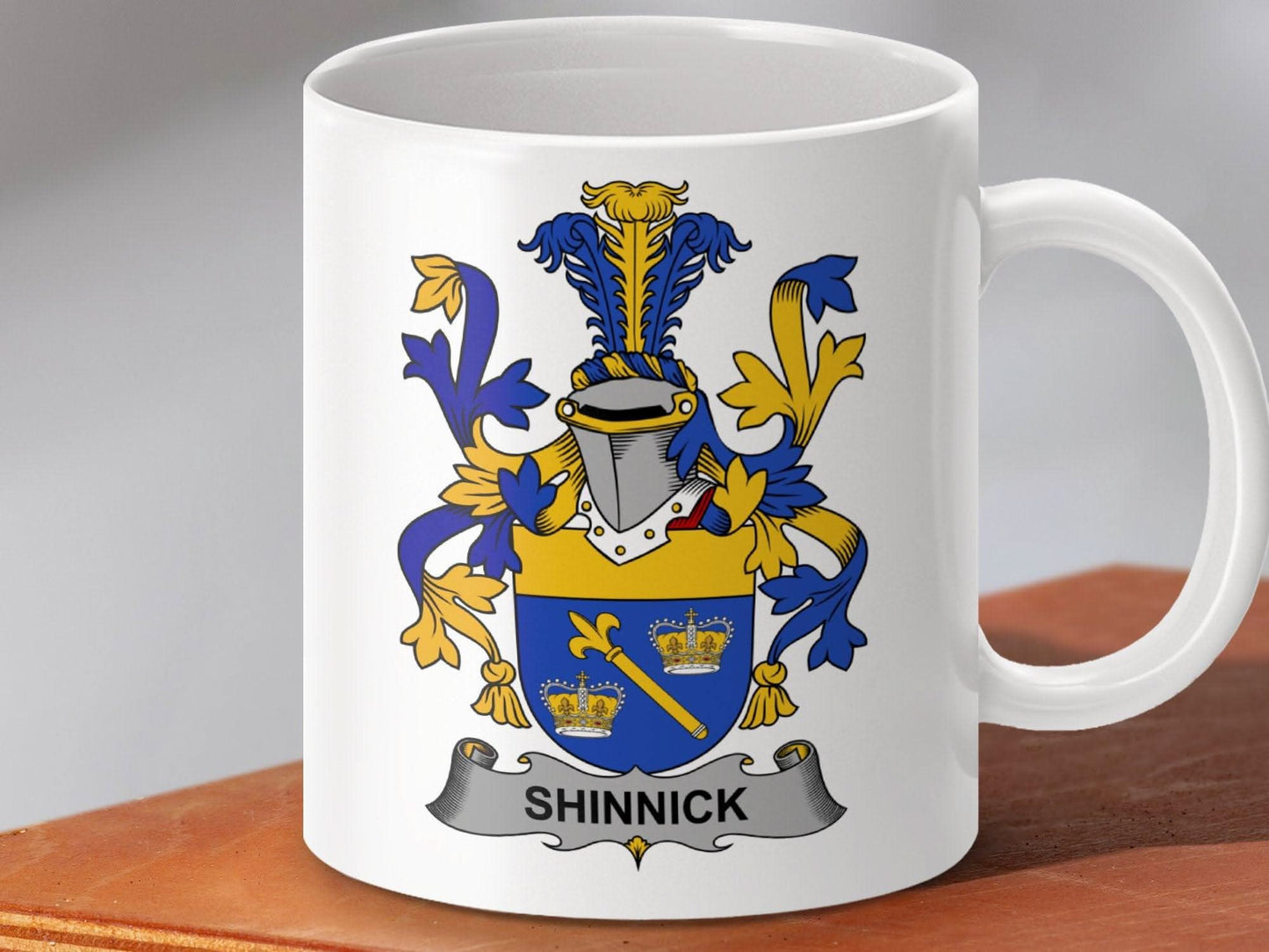 Shinnick Family Crest Heraldic Design Mug - Celtic Ancestry Gifts