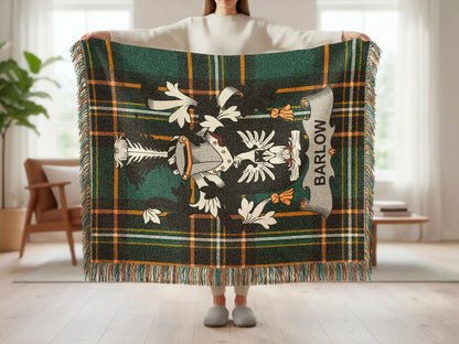 Barlow Clan Crest Plaid Fringe Throw Blanket product type
