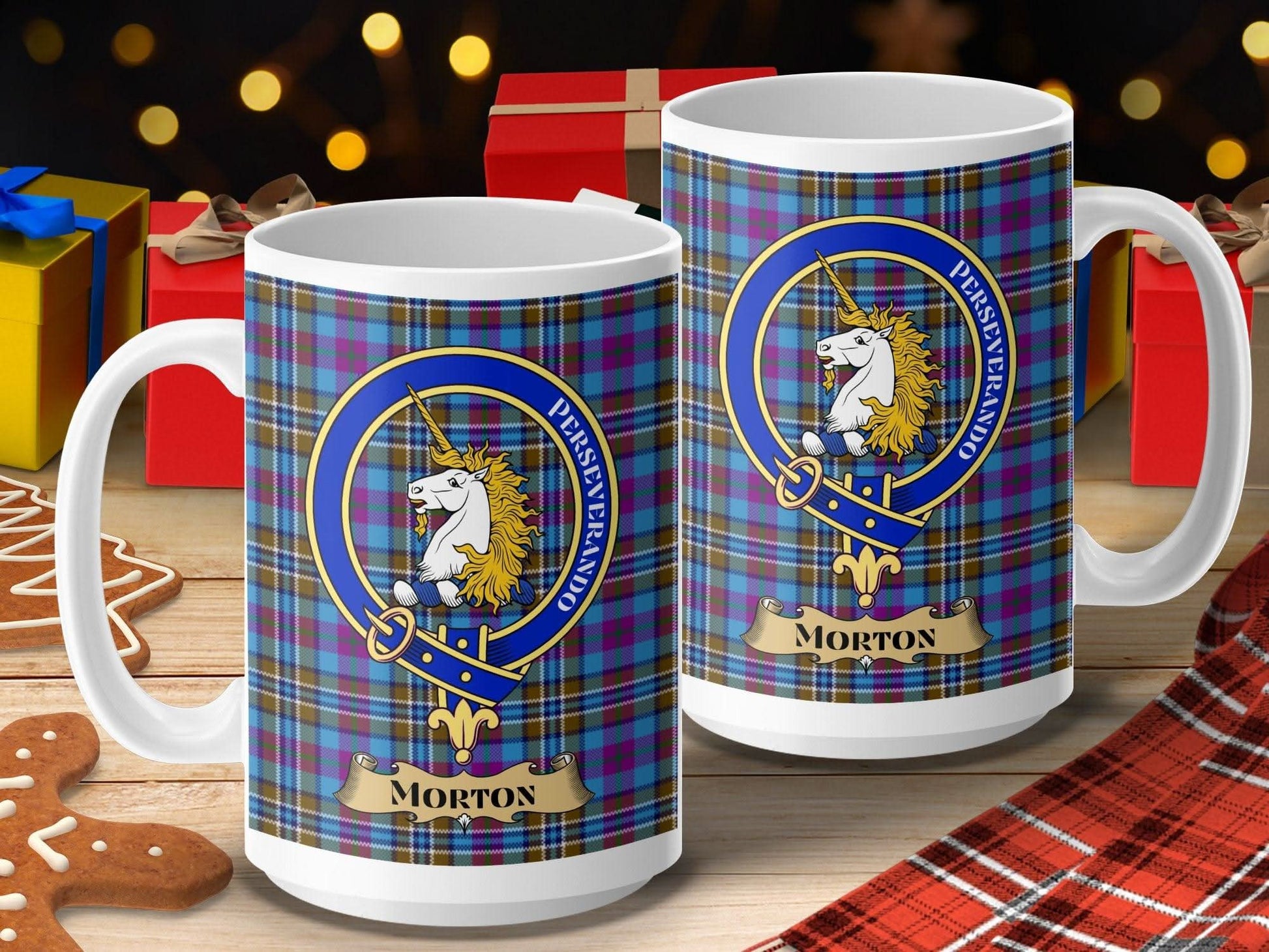 Personalized Morton Clan Crest Tartan Mug Gift product