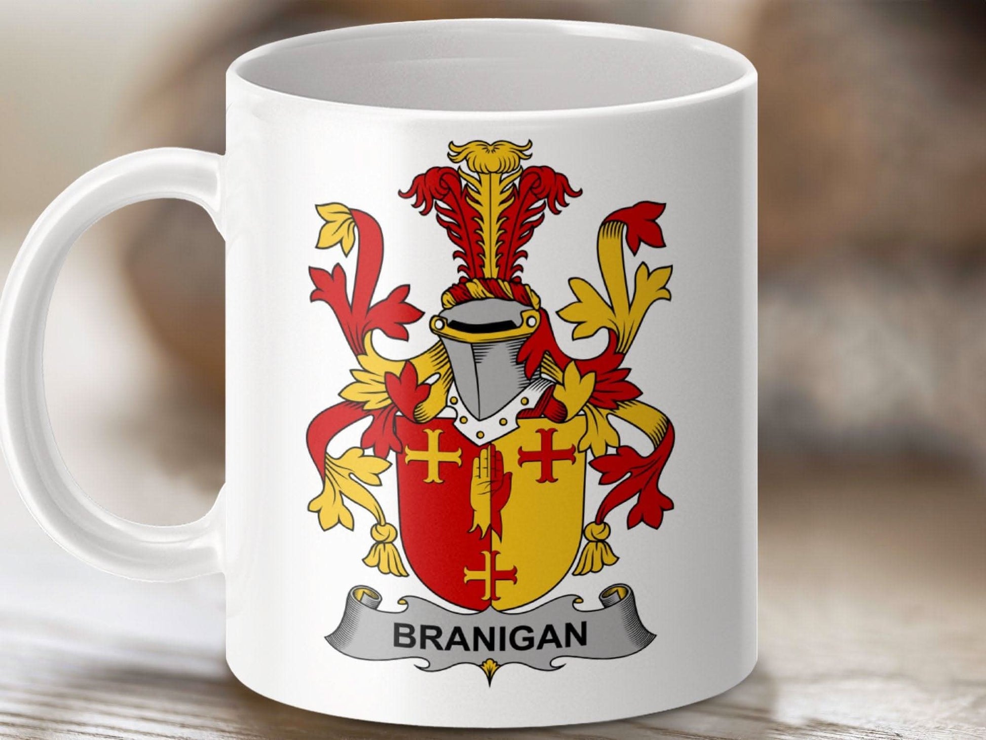 Branigan Surname Irish Family Crest Heritage Pride Mug - Celtic Ancestry Gifts