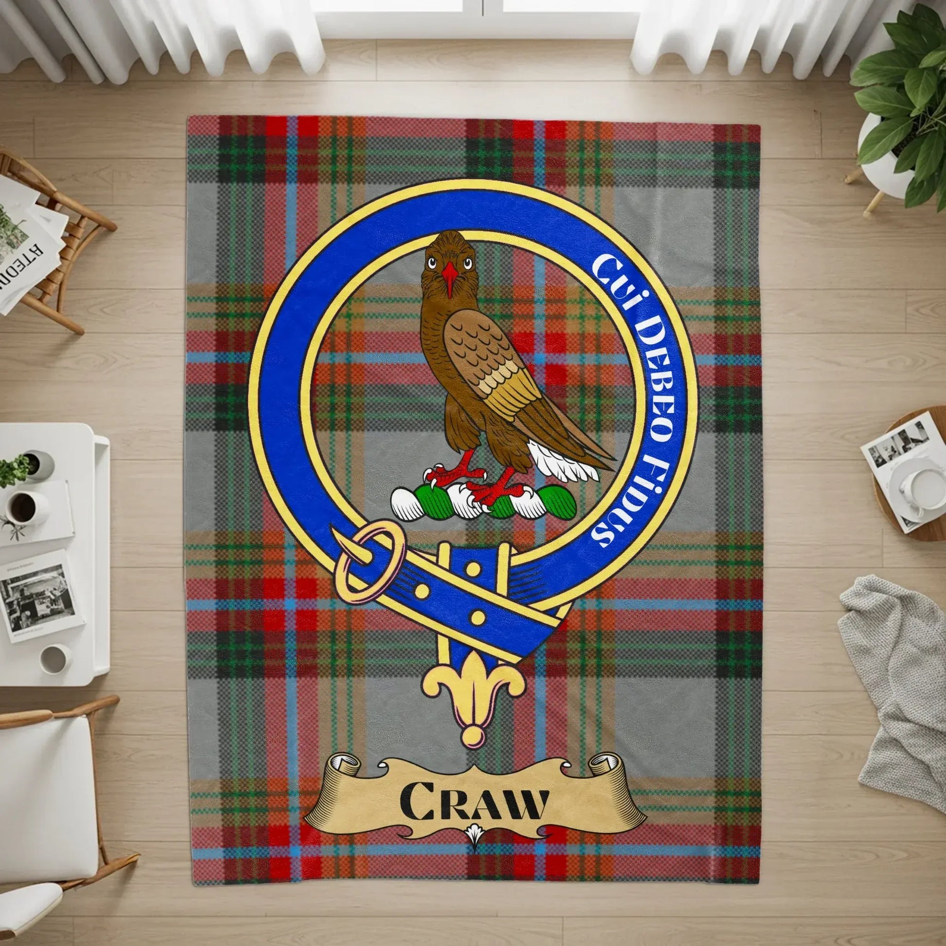 Scottish Clan Crawford Crest Tartan Plaid Rug product