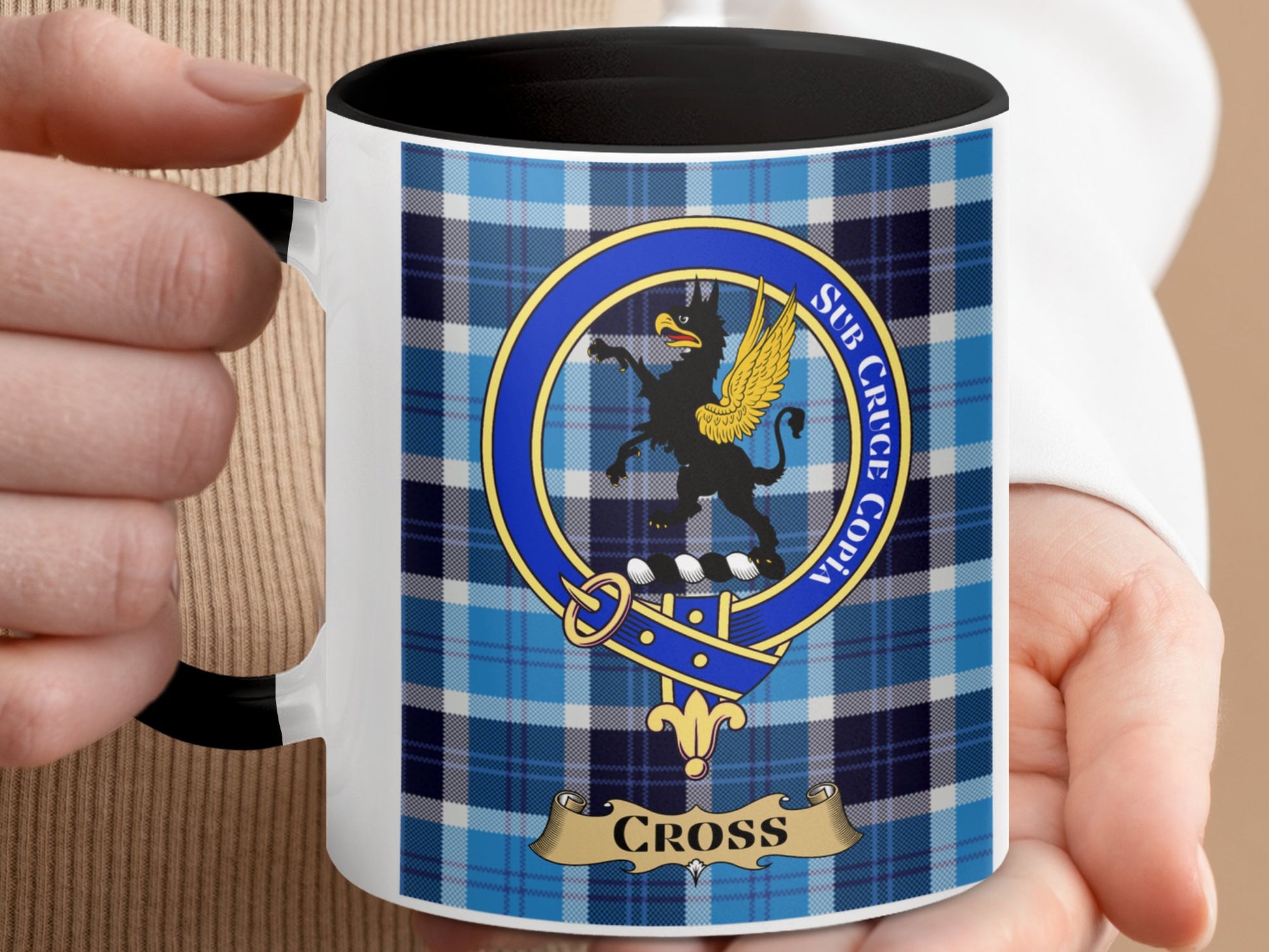 Clan Cross Scottish Tartan Crest Design Mug - Living Stone Gifts