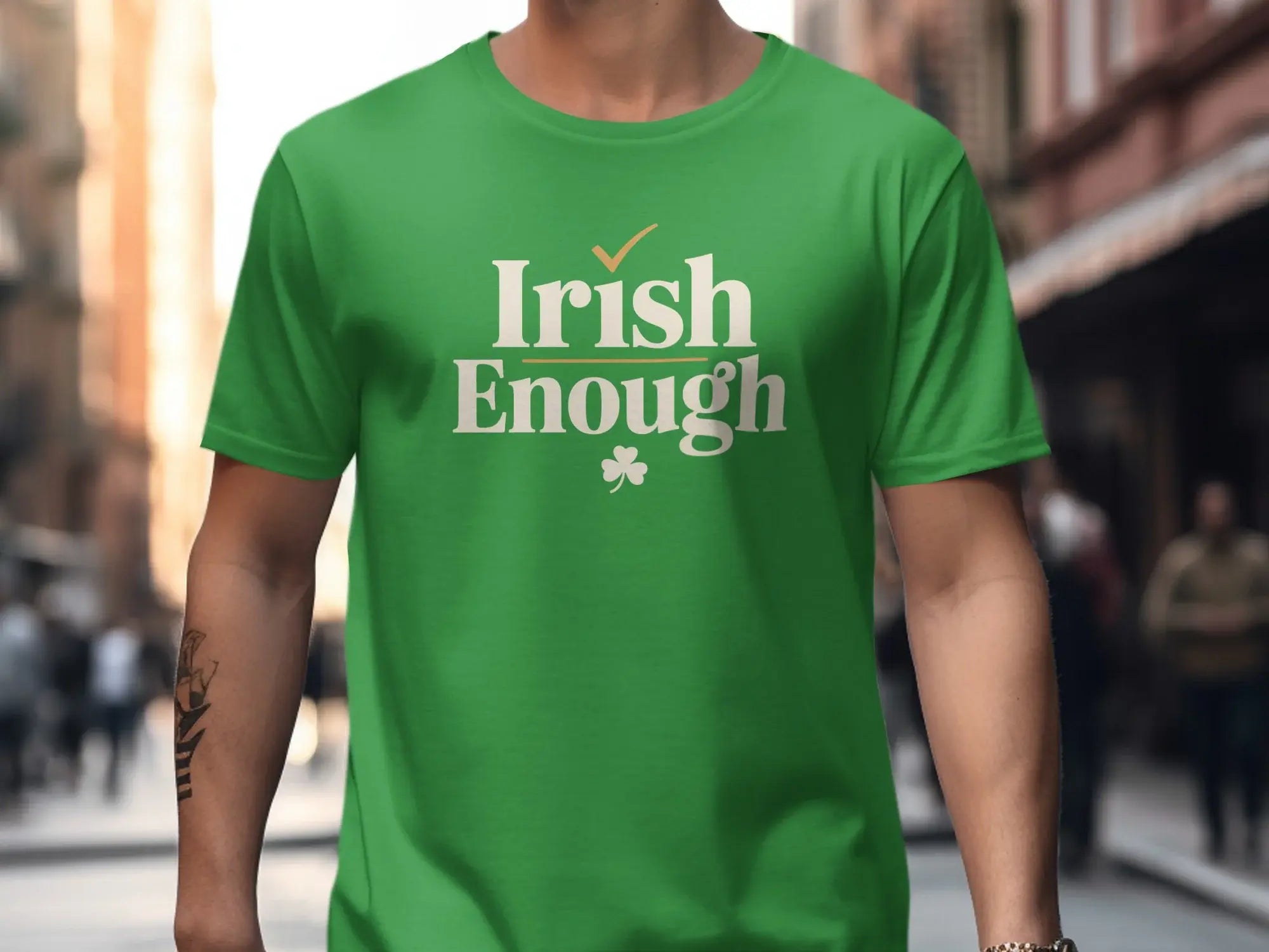 Irish Enough T-Shirt with Shamrock Design