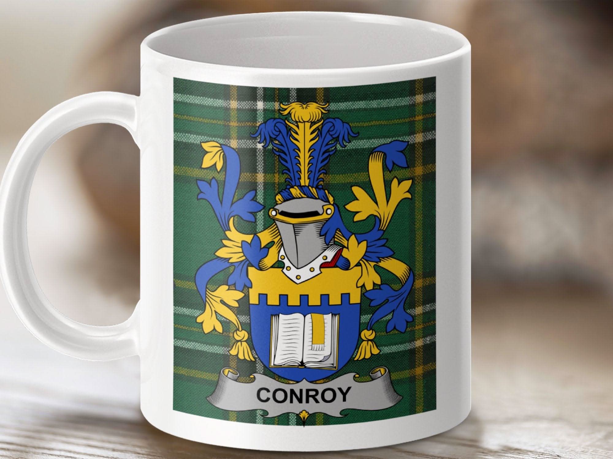 Conroy Family Crest Irish National Tartan Mug - Celtic Ancestry Gifts
