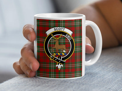 Scott Clan Tartan Crest Stag And Belt Design Mug - Living Stone Gifts