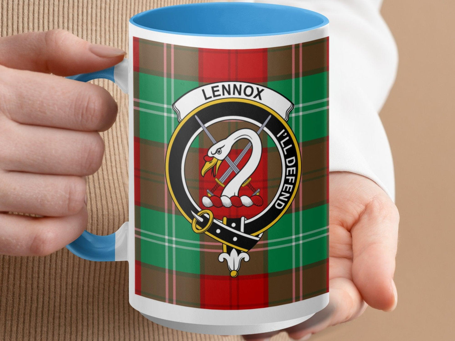 Scottish Clan Lennox Crest and Tartan Plaid Mug - Living Stone Gifts