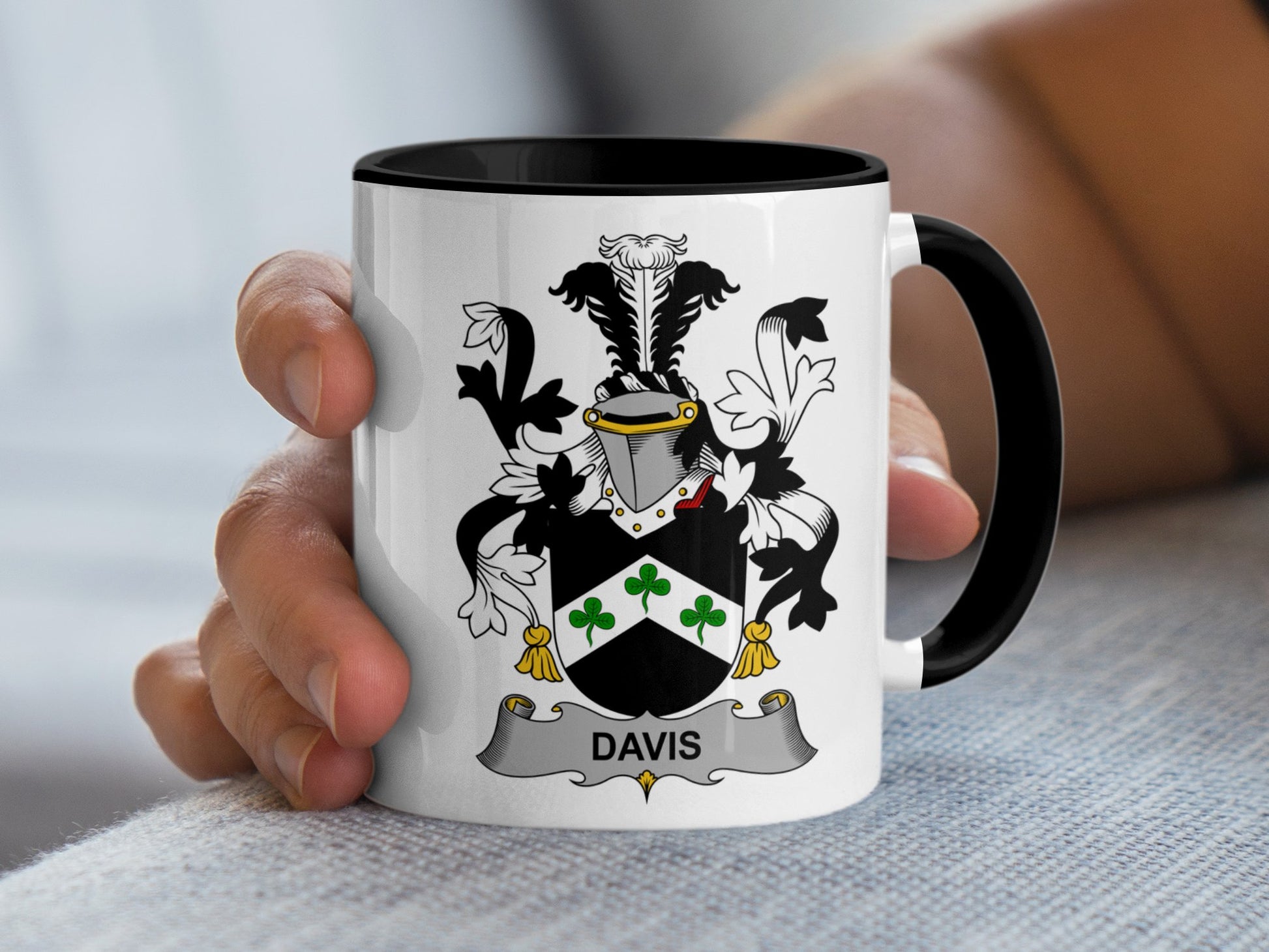 Davis Surname Irish Heraldic Coat of Arms Mug - Living Stone Gifts