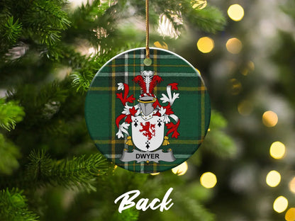 Custom Family Crest Plaid Christmas Tree Ornament product type