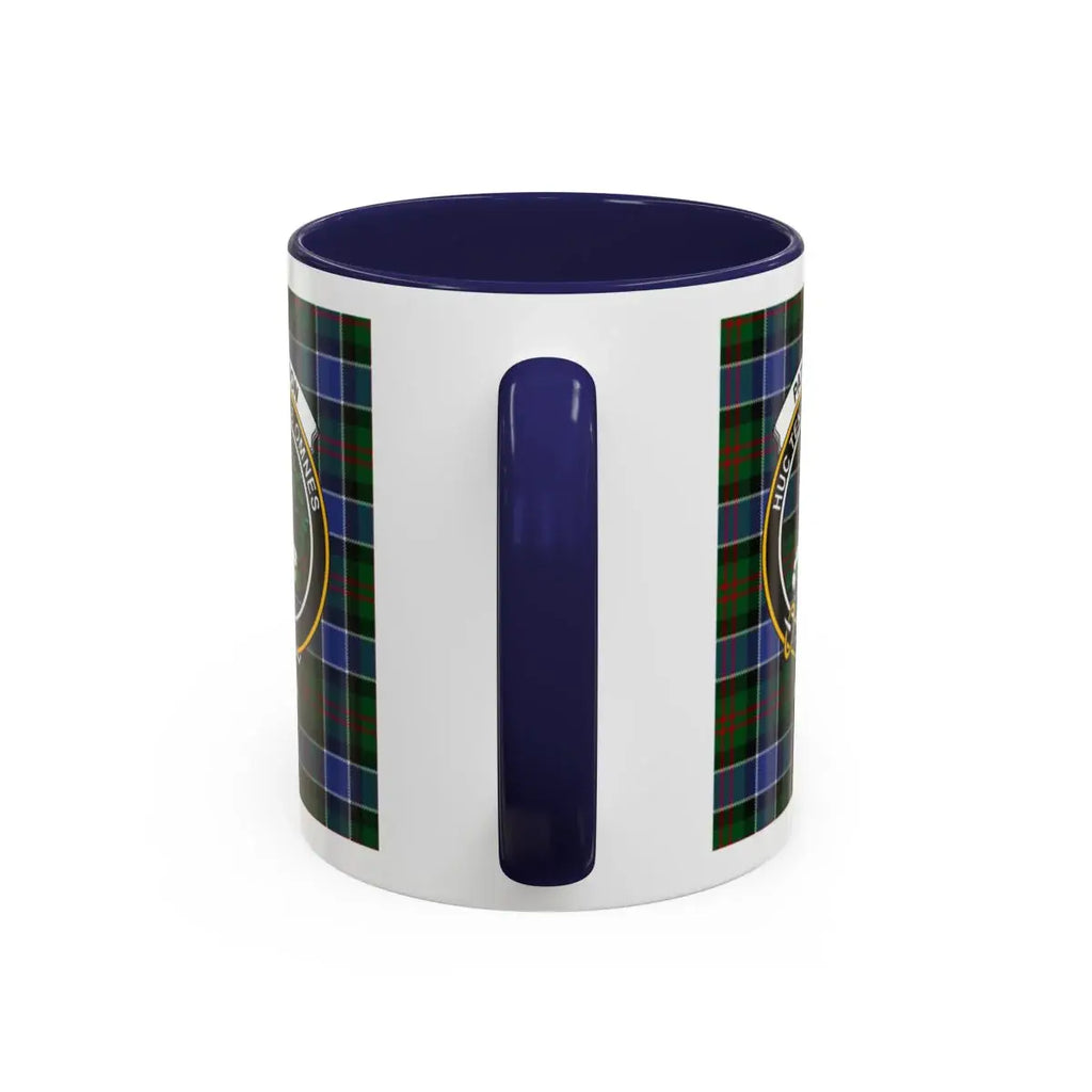 Paterson tartan accent mug with navy handle — 15 oz ceramic Scottish clan crest drinkware