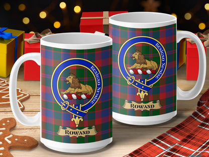 Rowand Scottish Clan Tartan with Crest Mug - Living Stone Gifts