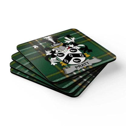 Green Tartan Coat of Arms Personalized Coaster product