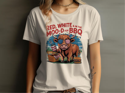 Patriotic Cow BBQ Graphic T-Shirt Funny Summer Design T-Shirt - Celtic Ancestry Gifts