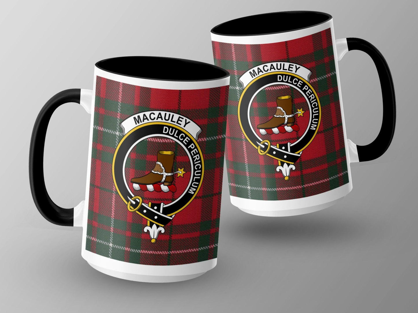 MacAuley Clan Crest Scottish Tartan Pattern Mug - Living Stone Gifts