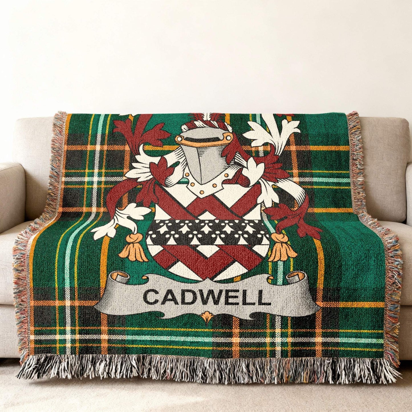 CADWELL Crest Tartan Blanket Green Decor product type