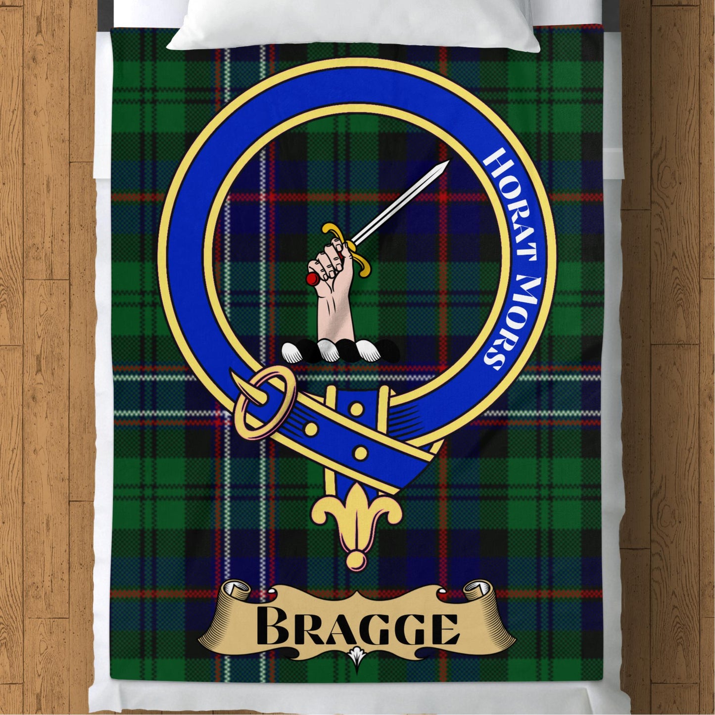 Clan Bragge Crest Scottish Tartan Throw Blanket - Living Stone Gifts