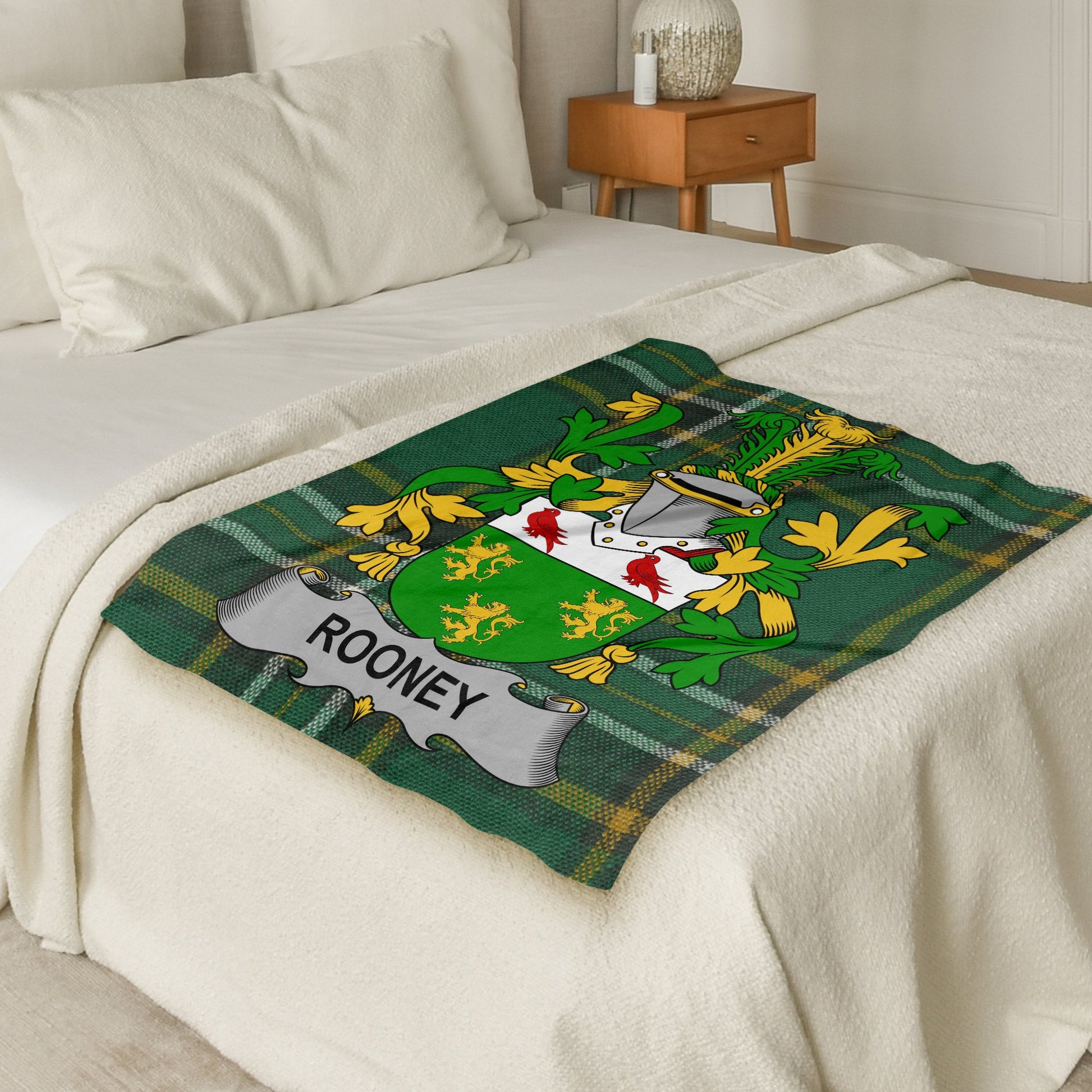 Rooney Surname Irish Tartan Throw Blanket - Living Stone Gifts