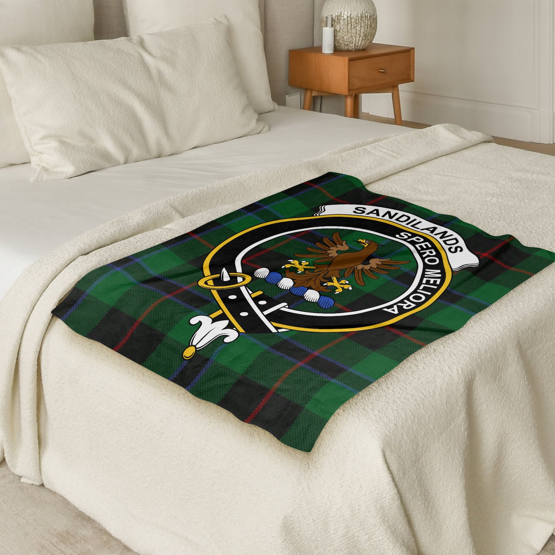 Scottish Clan Sandilands Tartan Throw Blanket - Living Stone Gifts