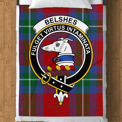 Scottish Clan Belshes Crest Tartan Throw Blanket - Living Stone Gifts