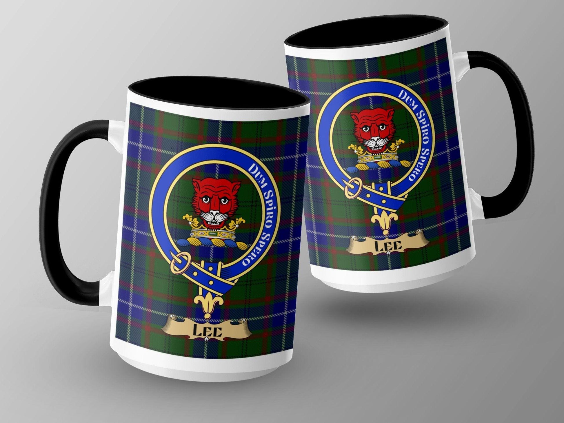 Bold Scottish Lee Clan Crest Tartan Plaid Design Mug - Living Stone Gifts