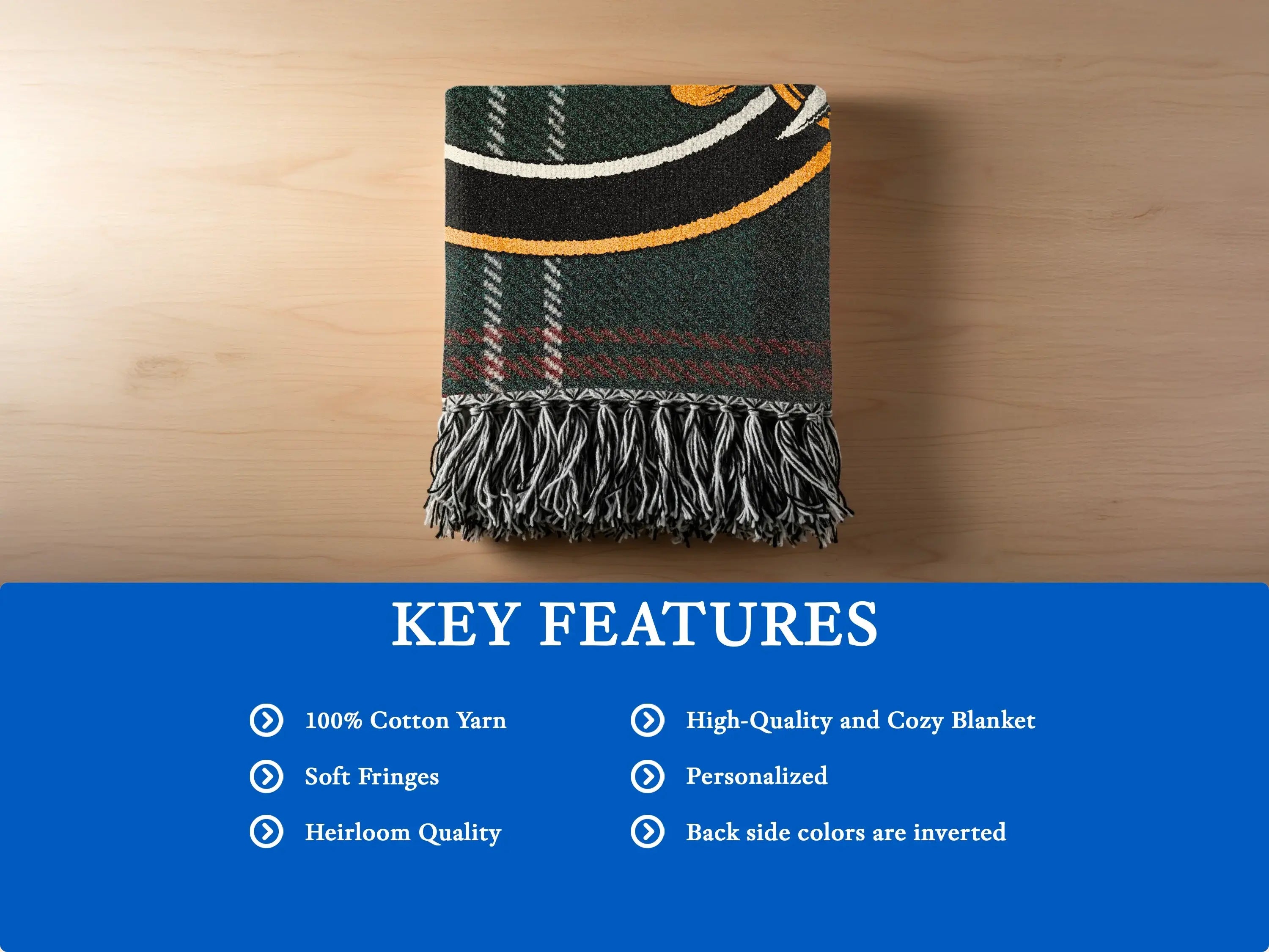 Clan Sutherland woven blanket — heirloom quality with soft cotton fringes
