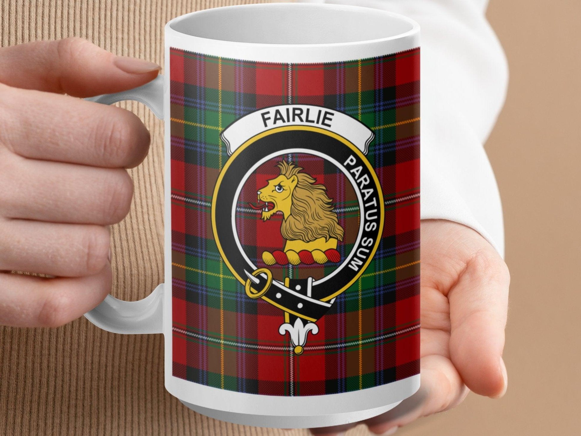 Elegant Fairlie Crest Plaid Clan Tartan Scottish Mug - Living Stone Gifts