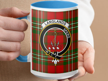 Langlands Clan Crest Tartan Plaid Mug Perfect Scottish Gift Mug - Living Stone Gifts