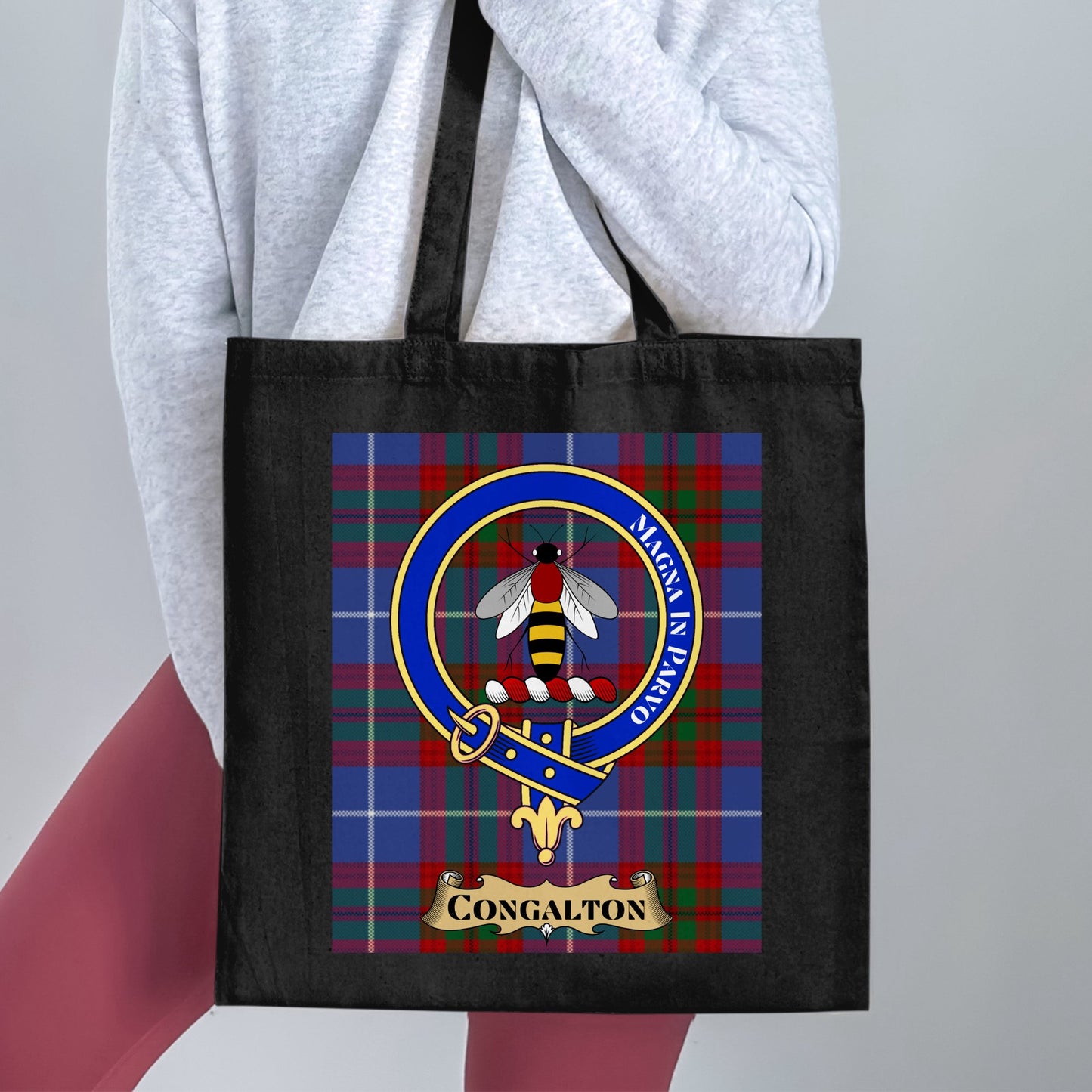 Congalton Clan Scottish Tartan Background Tote Bag - Living Stone Gifts