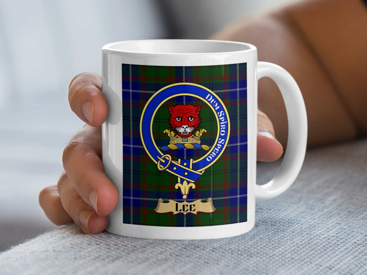 Bold Scottish Lee Clan Crest Tartan Plaid Design Mug - Living Stone Gifts