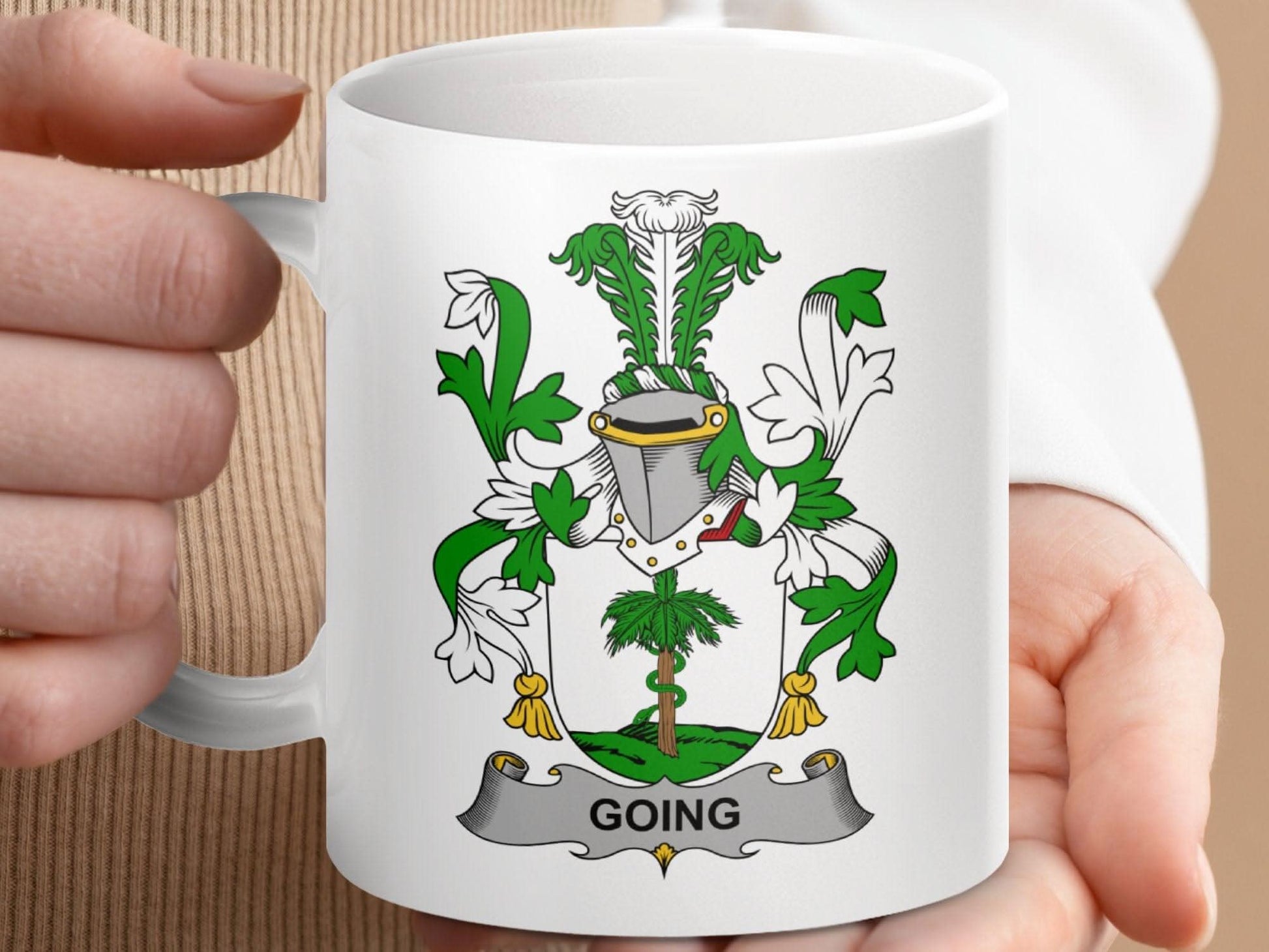 Going Surname Irish Family Crest Mug - Celtic Ancestry Gifts